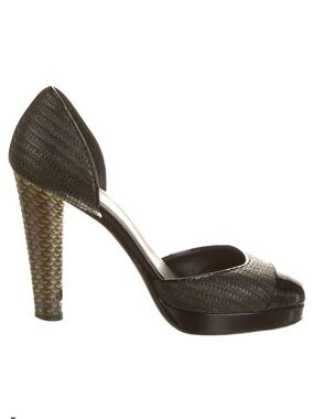 CHANEL Vintage 2008 Patent Leather Cap Toe Snakeskin D’Orsay Platform Pump